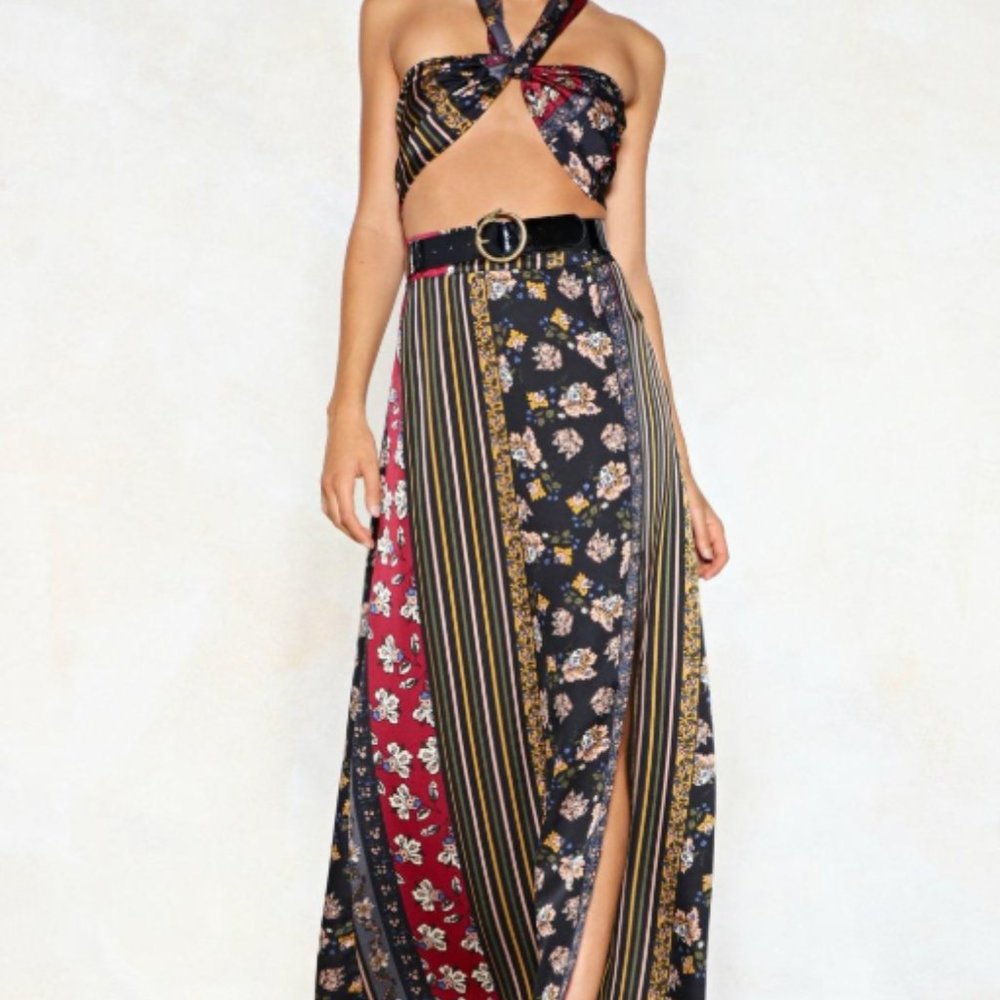 Nasty Gal Print Bandeau Maxi Skirt Co-ord Set